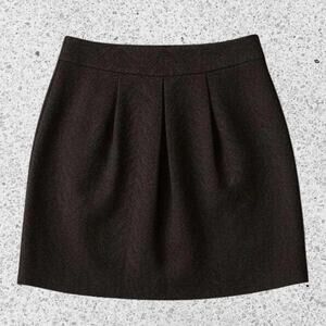 Eileen Fisher Musel Short With Pleats Wool Blend Herringbone Skirt Size Medium